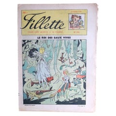 1950 French Fillette Magazine No. 192, Illustrated Underwater Cover - 2C219