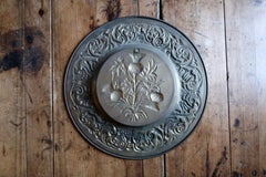 Vintage English Metal Wall Plate with Thistles and Ornate Scrollwork - 2C242