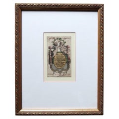 Vintage German Cherub Greeting Print in Ornate Gold-Tone Frame - 2C266