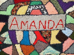 Handmade Vintage American Primitive Hooked Rug, 1980s, 1C63