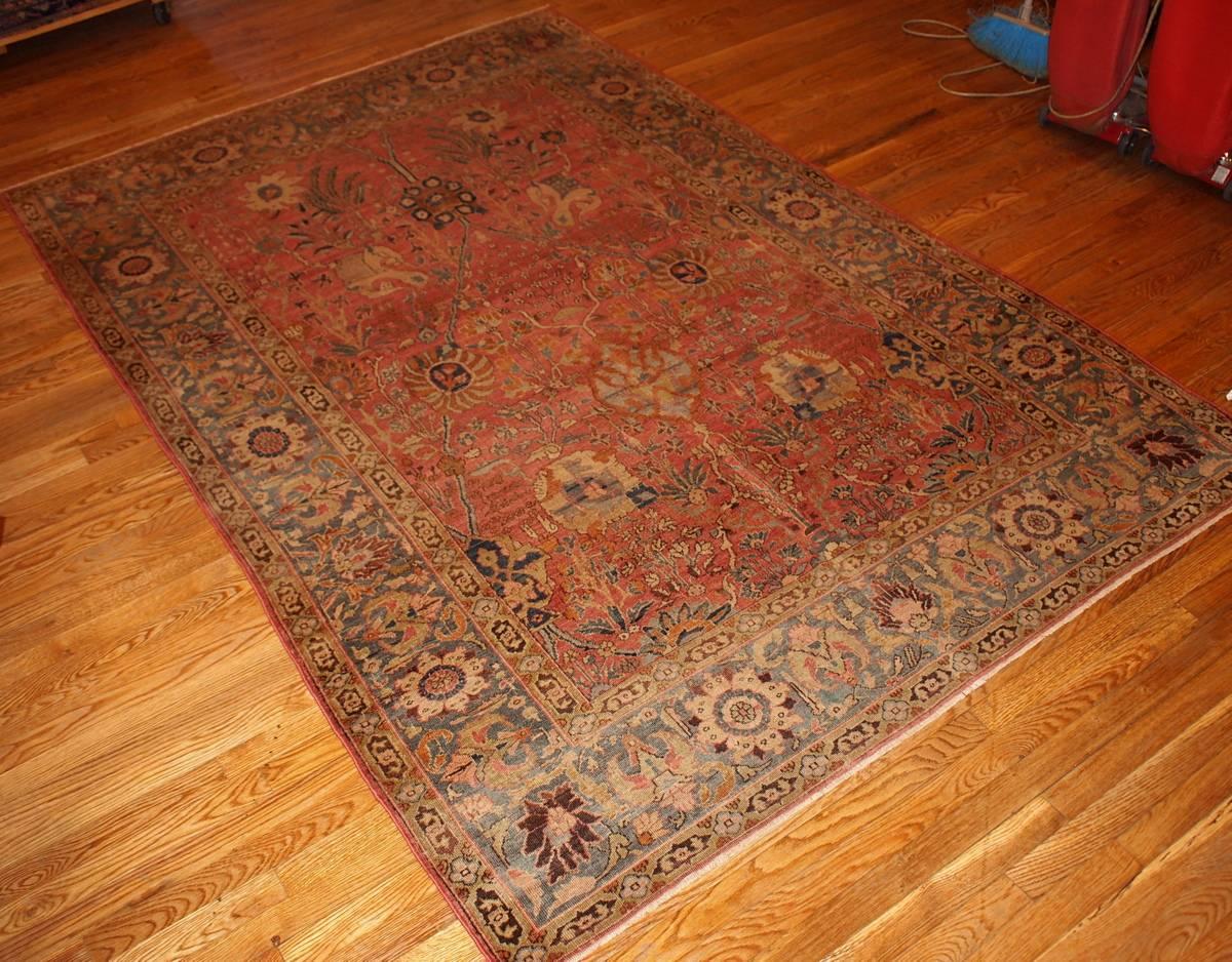 Wool Handmade Antique Indian Loristan Oriental Rug, 1880s, 1B143 For Sale