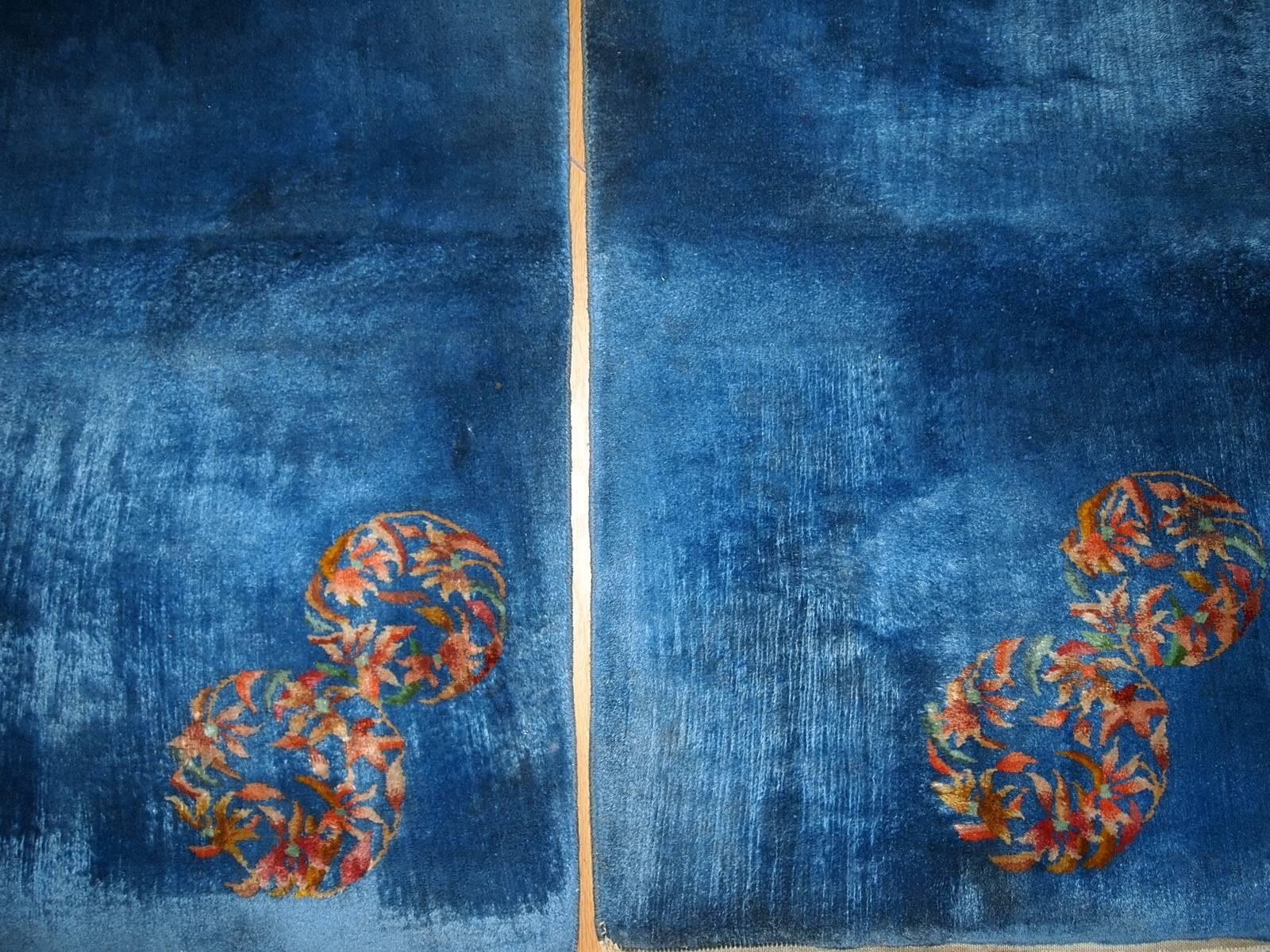 Handmade Antique Art Deco Chinese Rugs, 1920s, Set of Two, 1C128 4