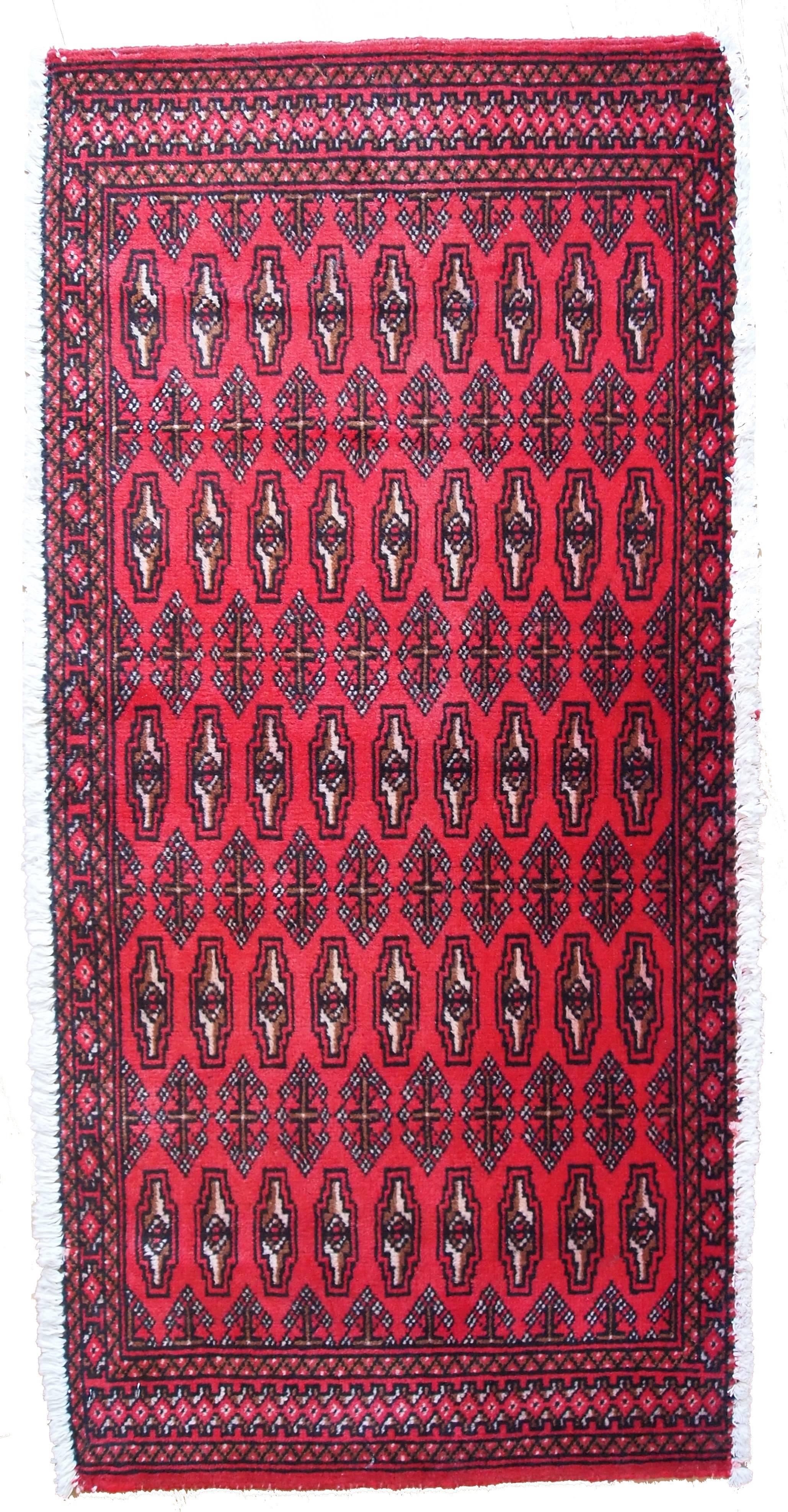 Very charming handmade Turkoman Tekke rug with Classic design. Beautiful cadmium deep red colour and well detailed design. Thick pile and even cut.