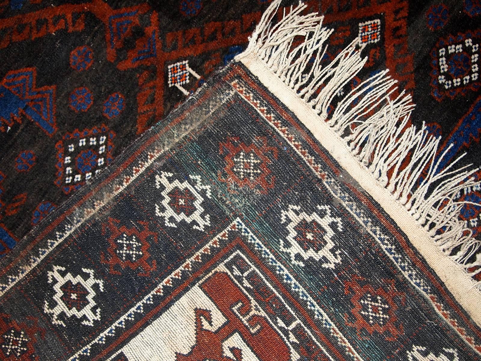 Handmade Vintage Afghan Baluch Oriental Rug, 1930s, 1C231AU 1