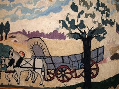 Handmade Antique American Primitive Hooked Rug, 1880s, 1B183