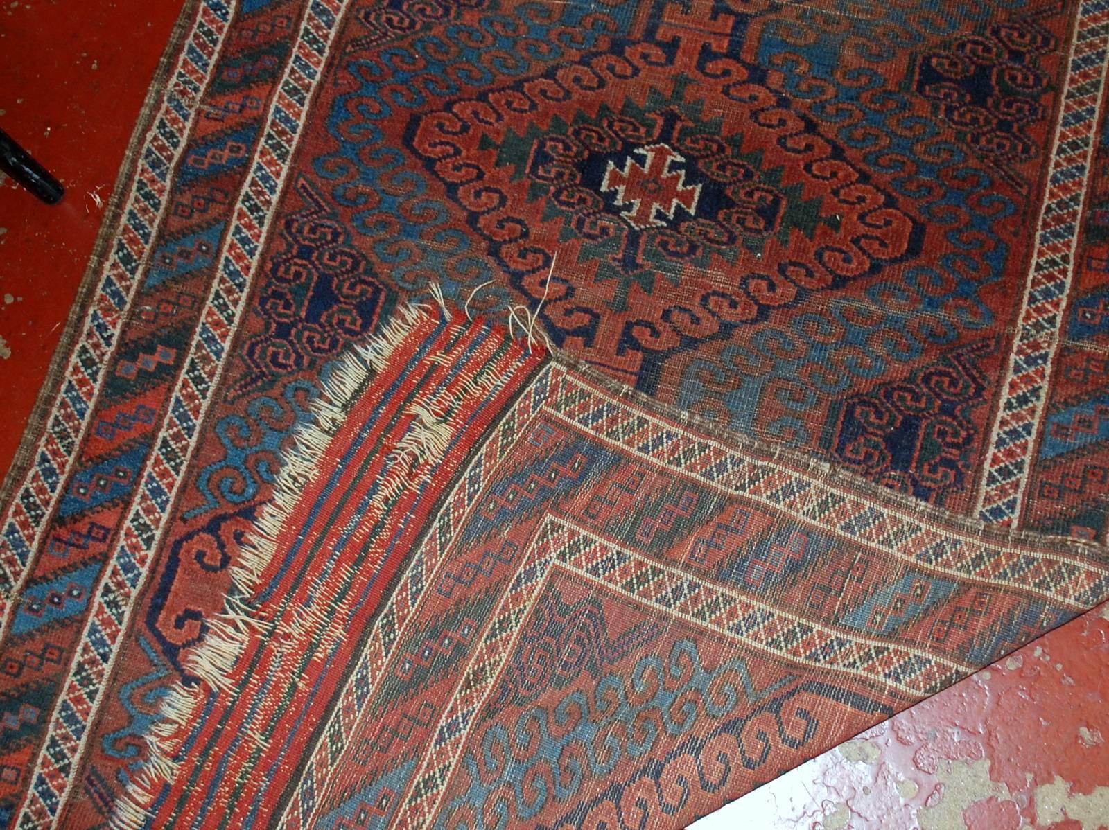 Laine Tapis baluch afghan de collection fait à la main, années 1900, 1E02 en vente
