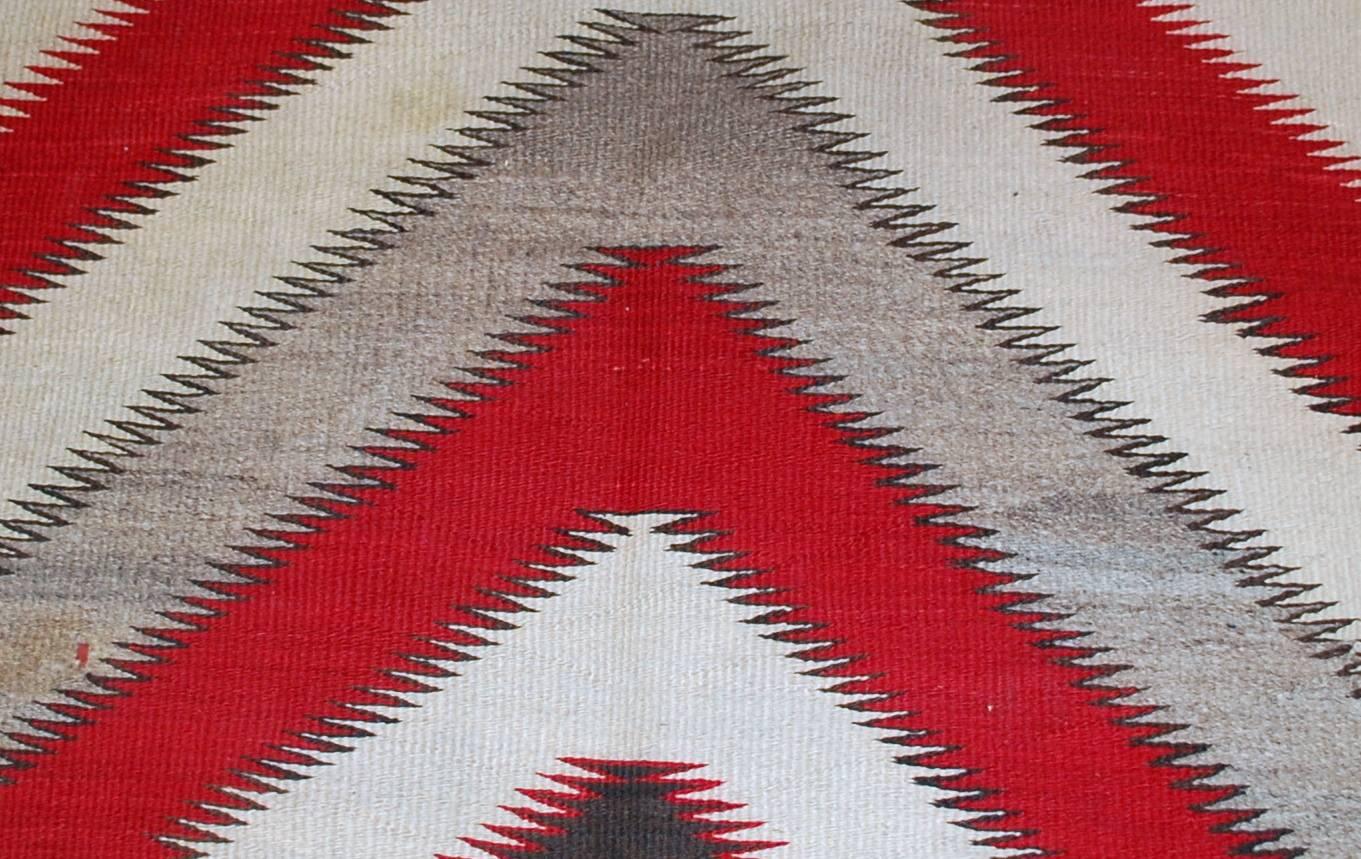 20th Century Handmade Antique Native-American Navajo Geometric Rug, 1900s