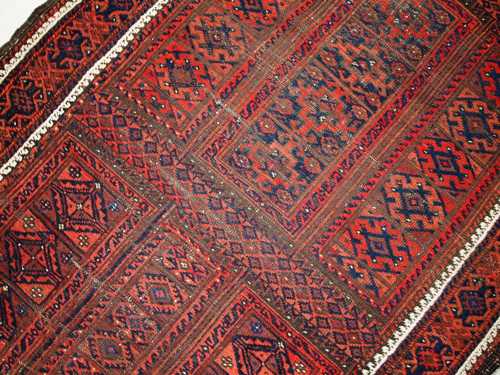 Handmade Antique Afghan Baluch Rug, 1900s 2