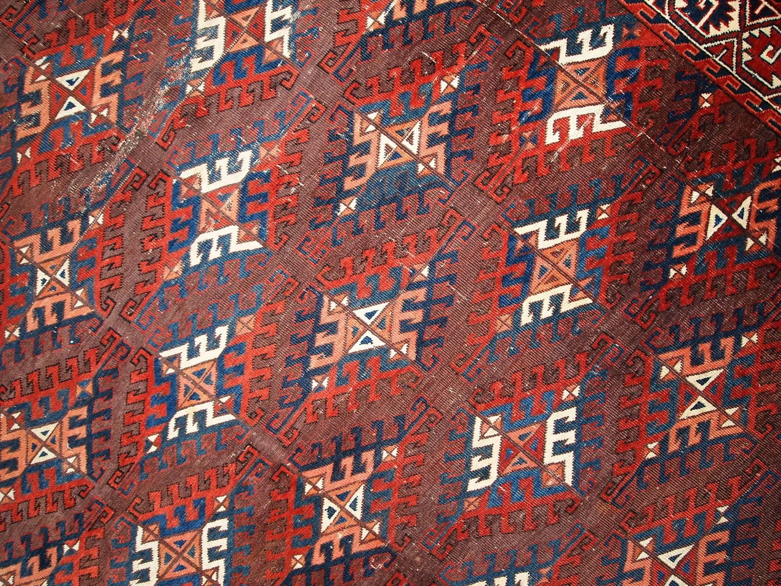 Handmade Antique Turkmen Yomud Rug, 1880s, 1C310 1