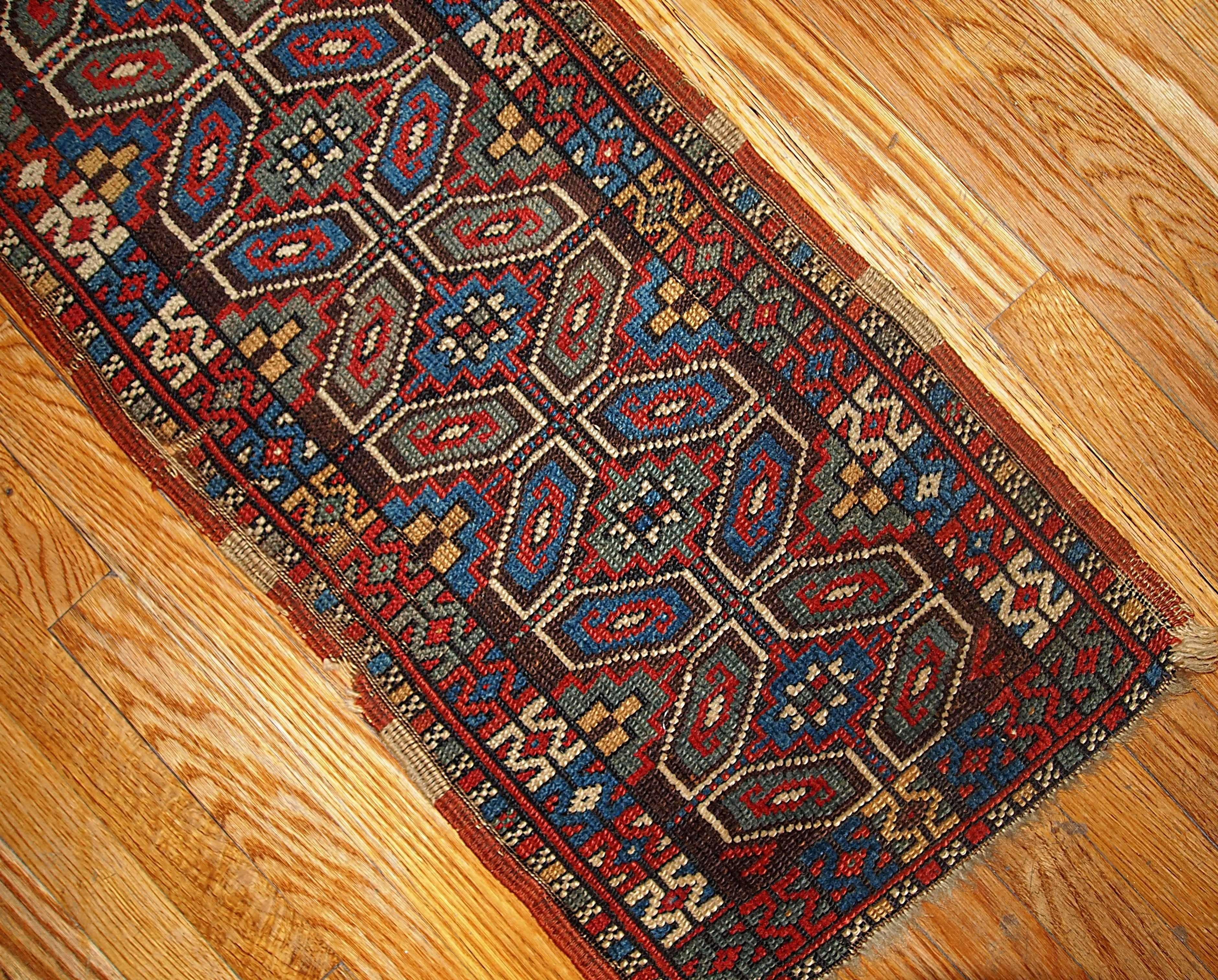 Handmade Antique Collectible Turkish Yastik Rug, 1880s, 1B349 In Good Condition For Sale In Bordeaux, FR