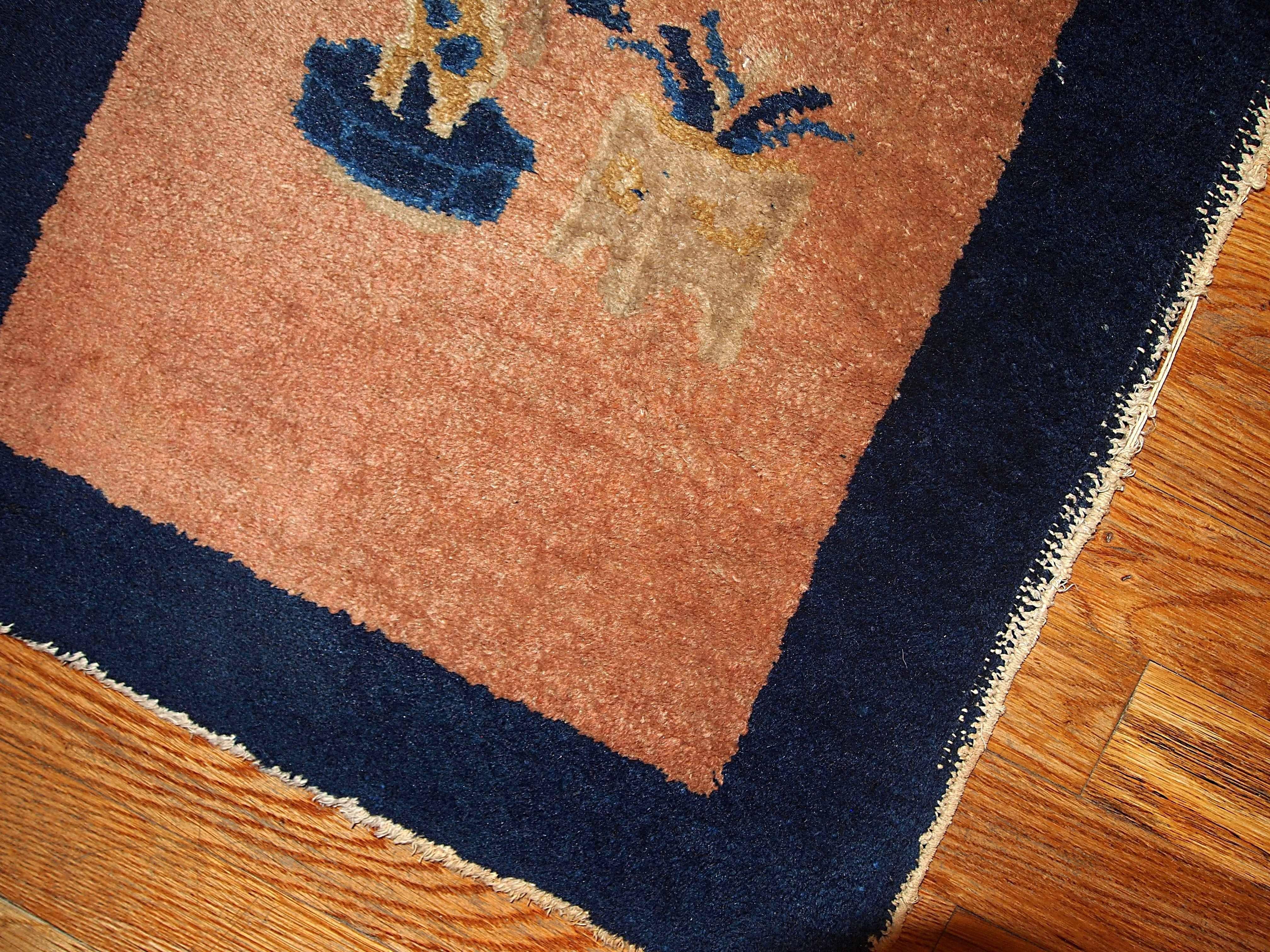 Hand-Knotted Handmade Antique Collectible Chinese Peking Rug, 1900s, 1B362