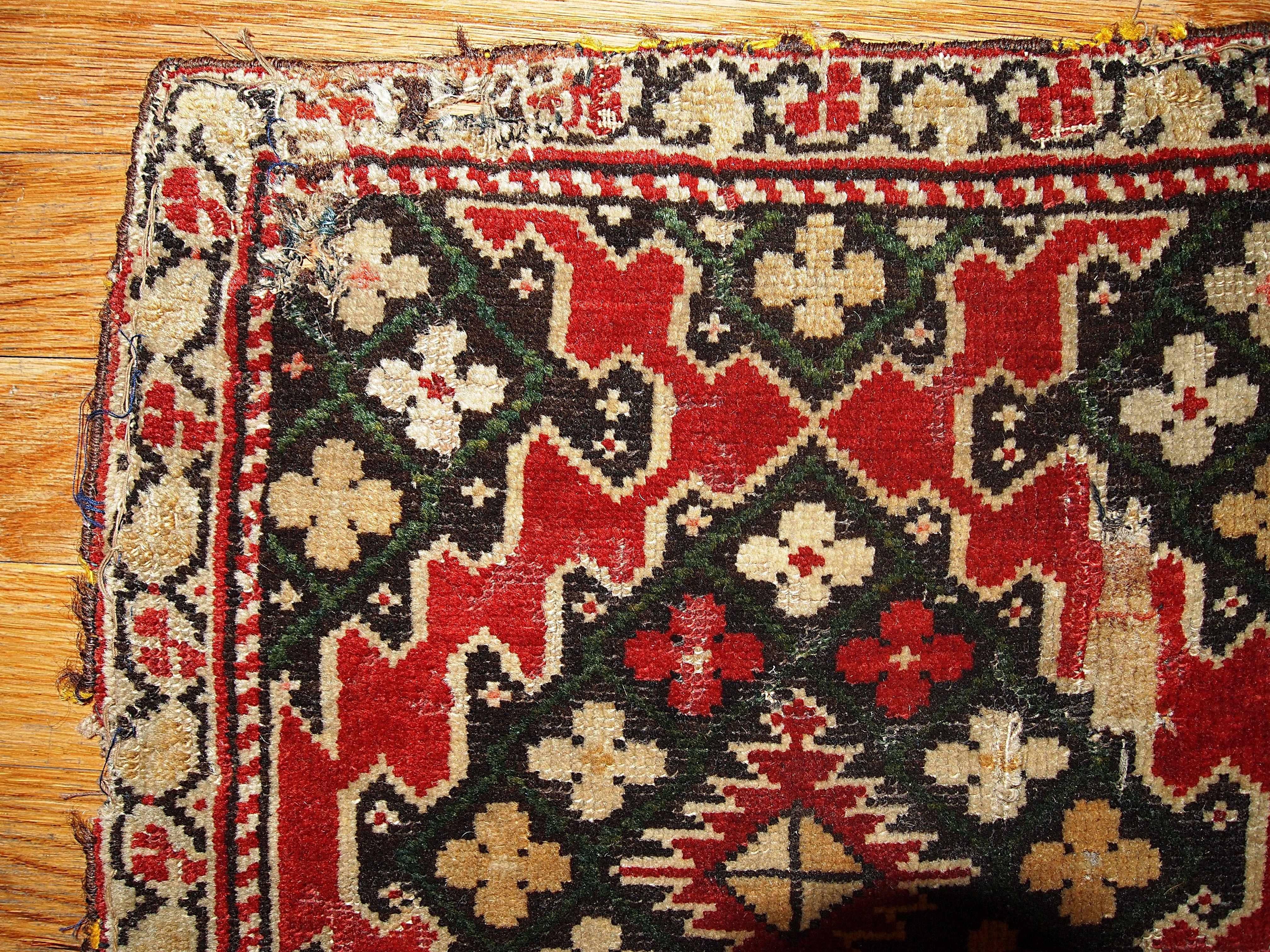 Hand-Knotted Handmade Antique Collectible Armenian Karabakh Pair of Rugs, 1880s, 1B358