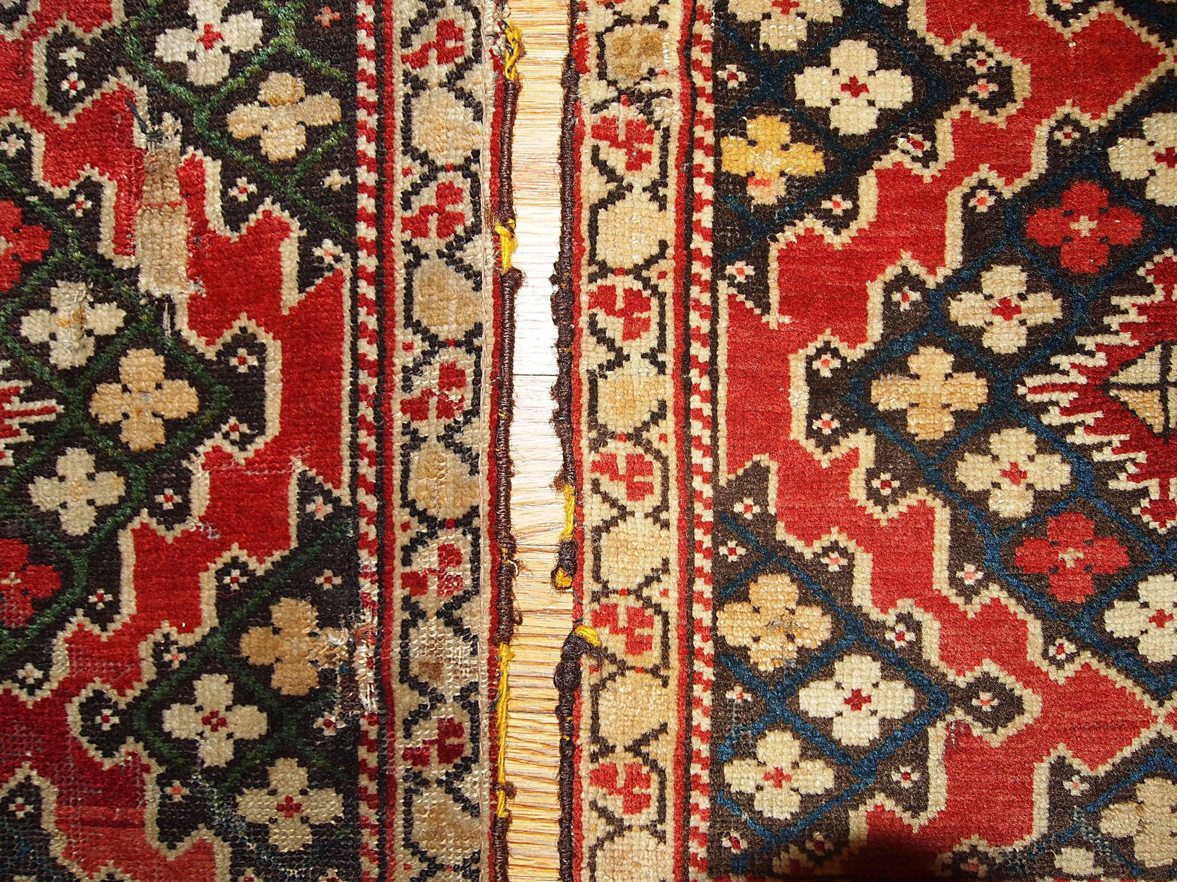 Handmade Antique Collectible Armenian Karabakh Pair of Rugs, 1880s, 1B358 In Fair Condition In Bordeaux, FR