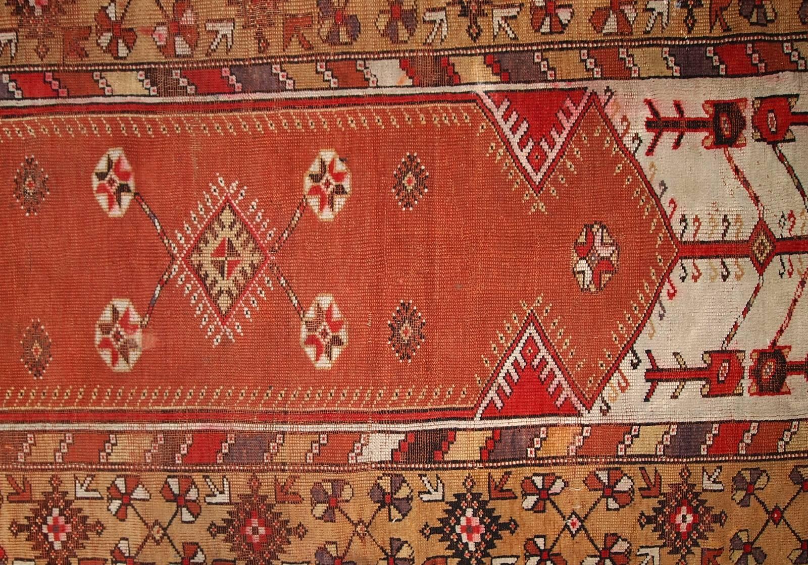 Wool Handmade Antique Prayer Turkish Melas Rug, 1920s, 1C316