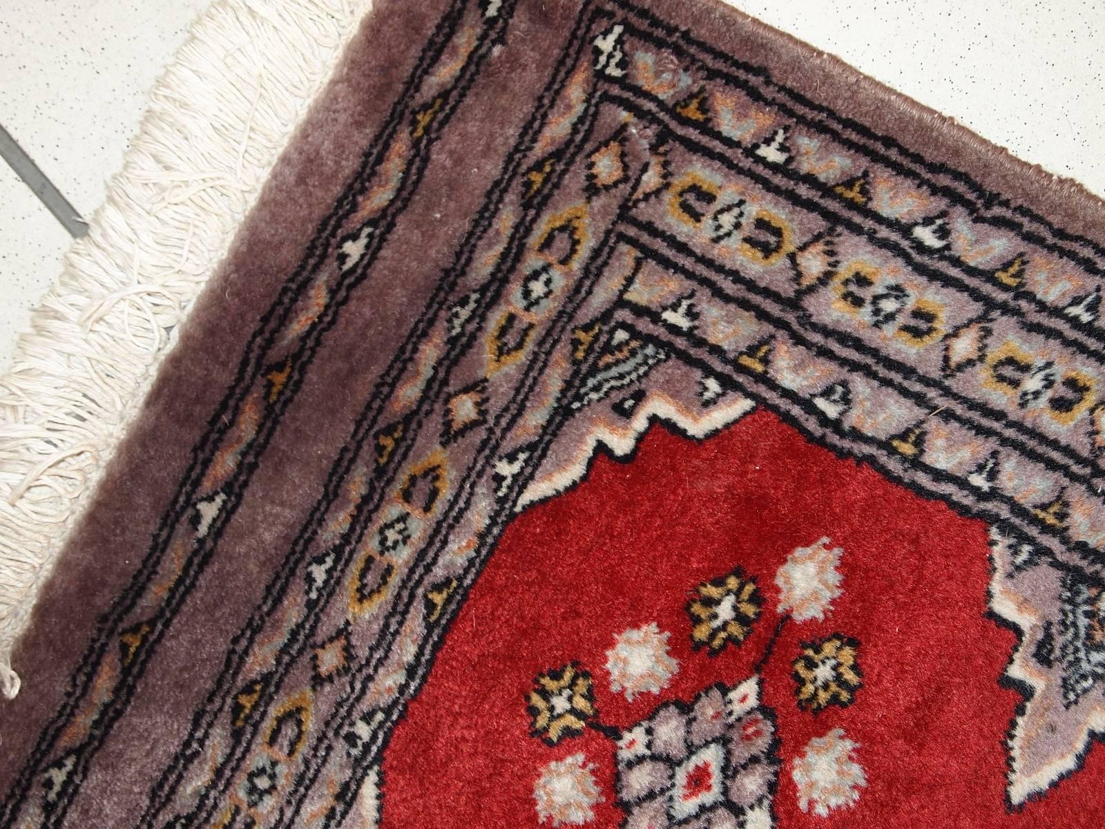 Hand-Knotted Handmade Vintage Uzbek Bukhara Rug, 1970s, 1C320 For Sale