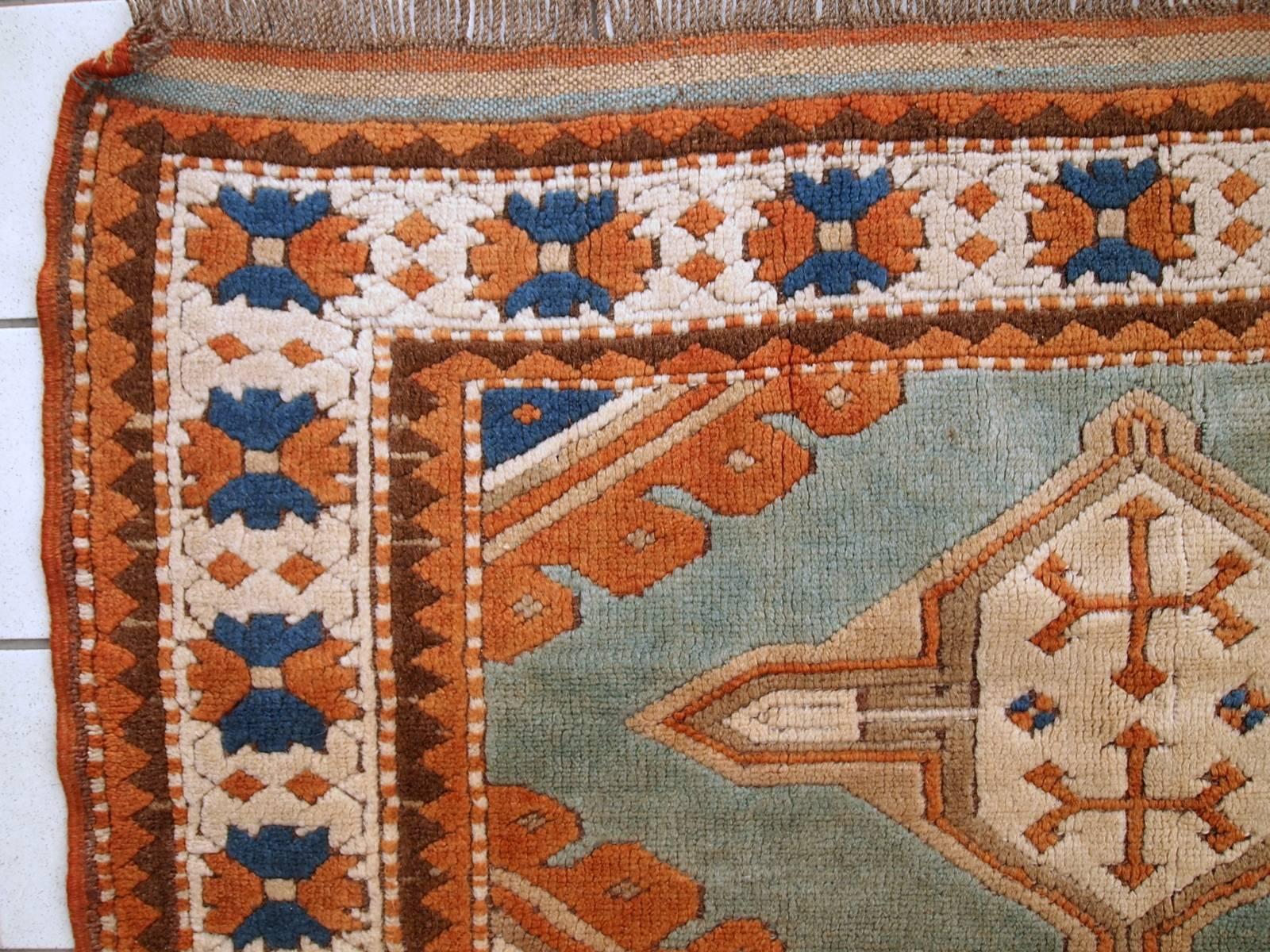 Russian Handmade Vintage Caucasian Kazak Rug, 1970s, 1C324 For Sale