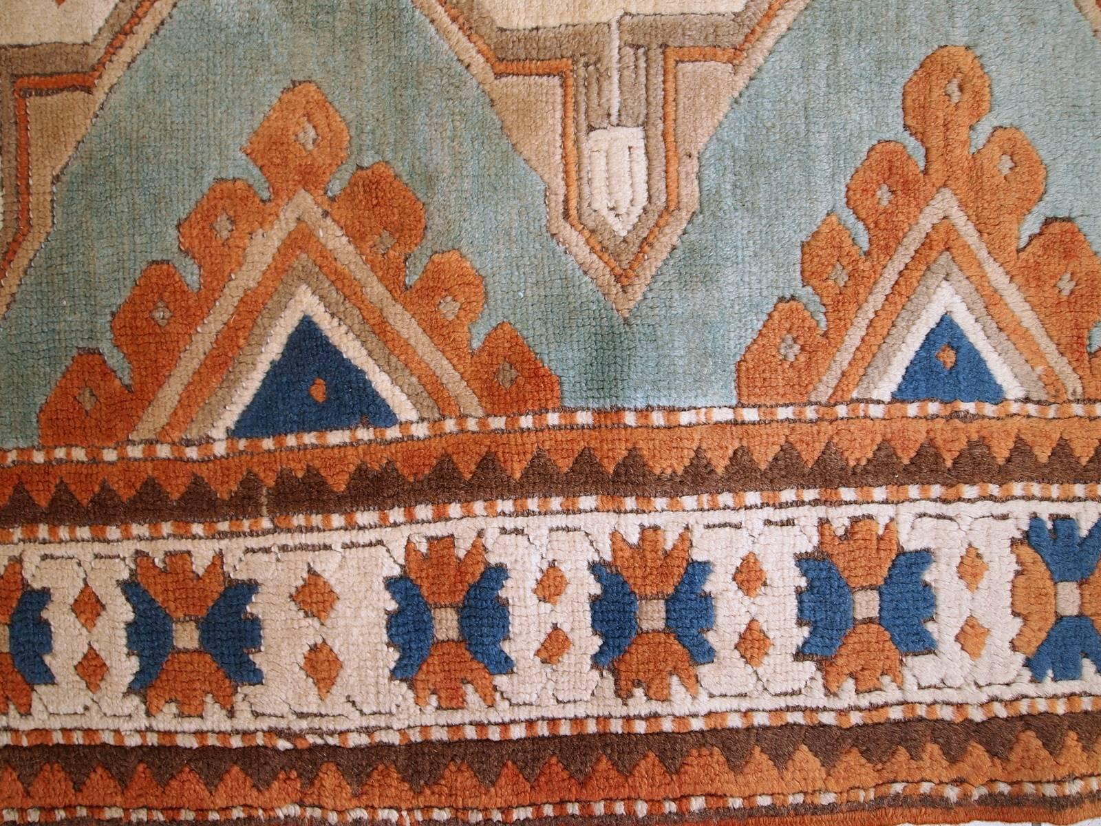 Wool Handmade Vintage Caucasian Kazak Rug, 1970s, 1C324 For Sale