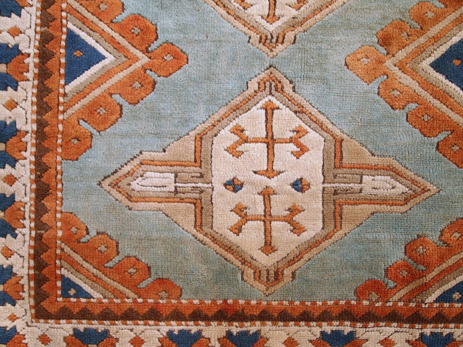 Handmade Vintage Caucasian Kazak Rug, 1970s, 1C324 For Sale 2