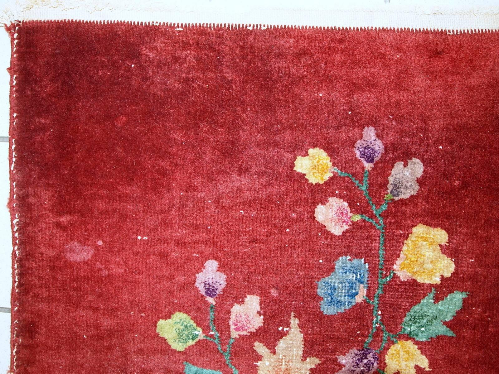 Handgefertigter antiker chinesischer Art-Déco-Teppich, 1920er Jahre, 1C331 (Chinesisch) im Angebot