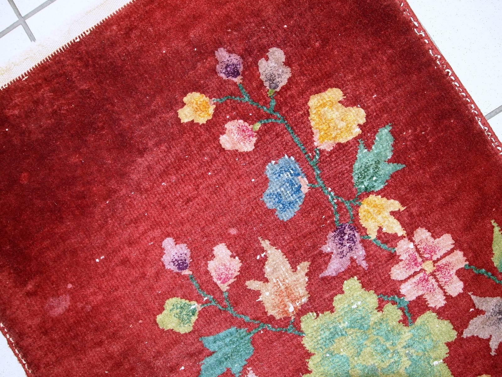 Handgefertigter antiker chinesischer Art-Déco-Teppich, 1920er Jahre, 1C331 (Handgeknüpft) im Angebot