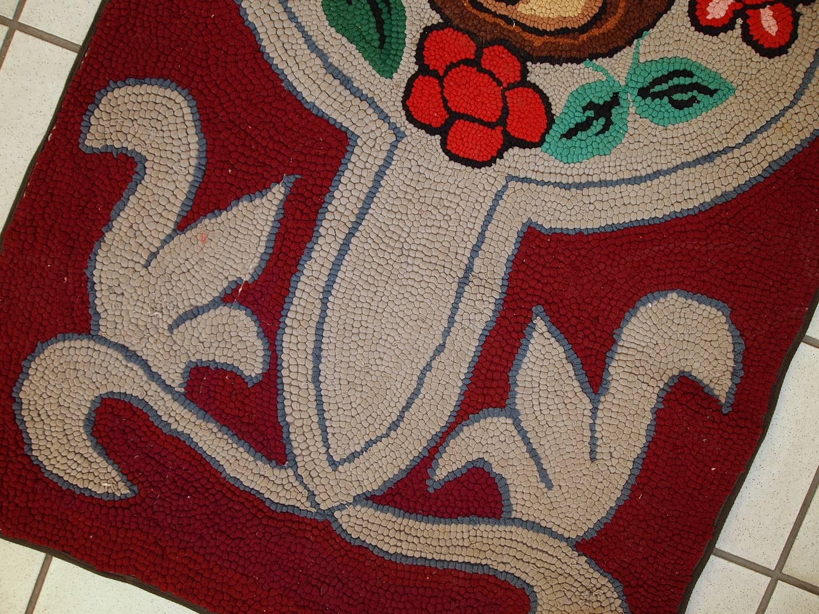 Handgefertigter antiker amerikanischer Kapuzenteppich mit Kapuze, 1930er Jahre, 1C341 (Wolle) im Angebot