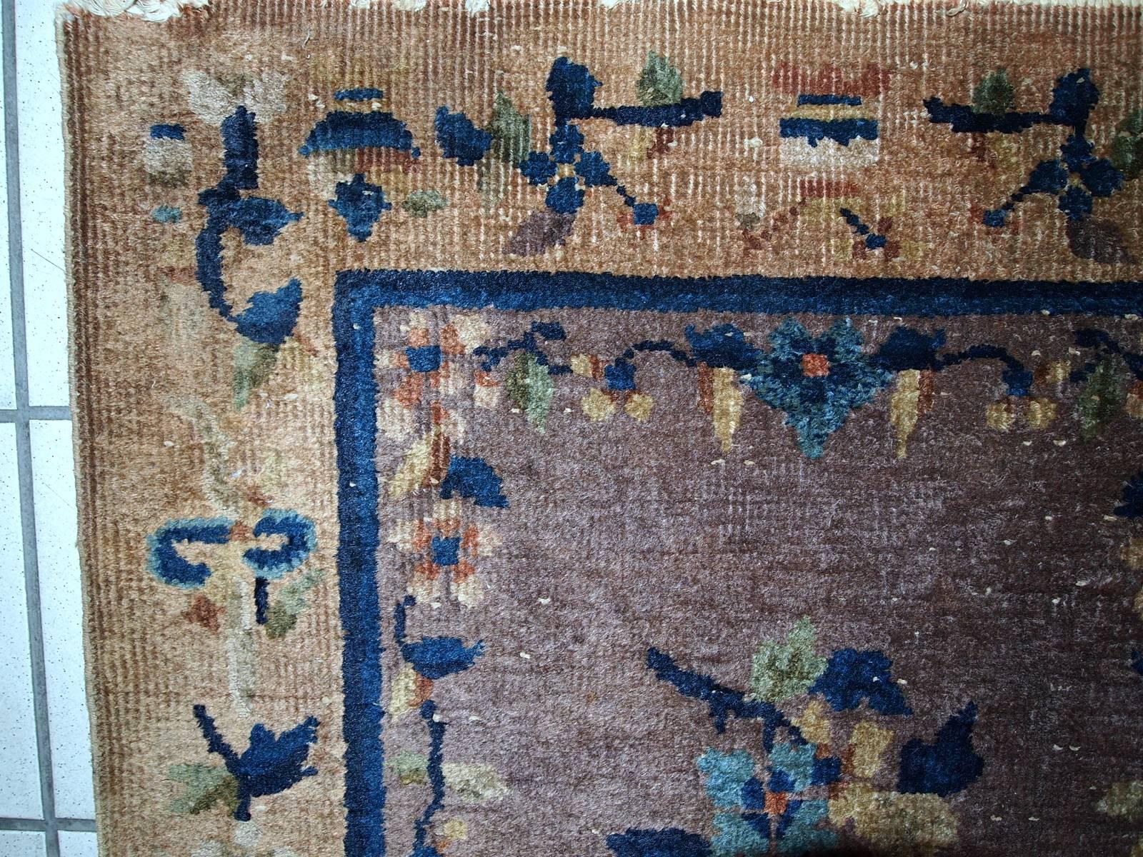 Chinois Tapis chinois Art déco ancien fait à la main, années 1920, 1C354