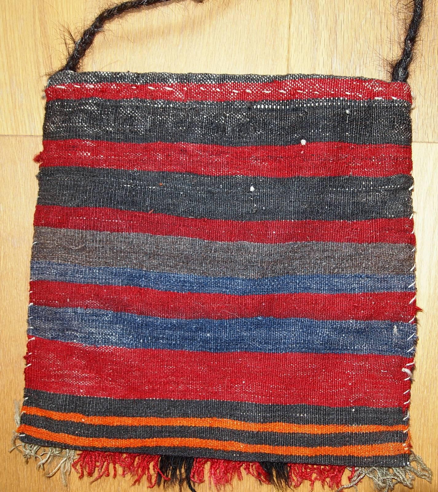 Wool Handmade Vintage Turkish Anatolian Bag, 1970s, 1C365 For Sale
