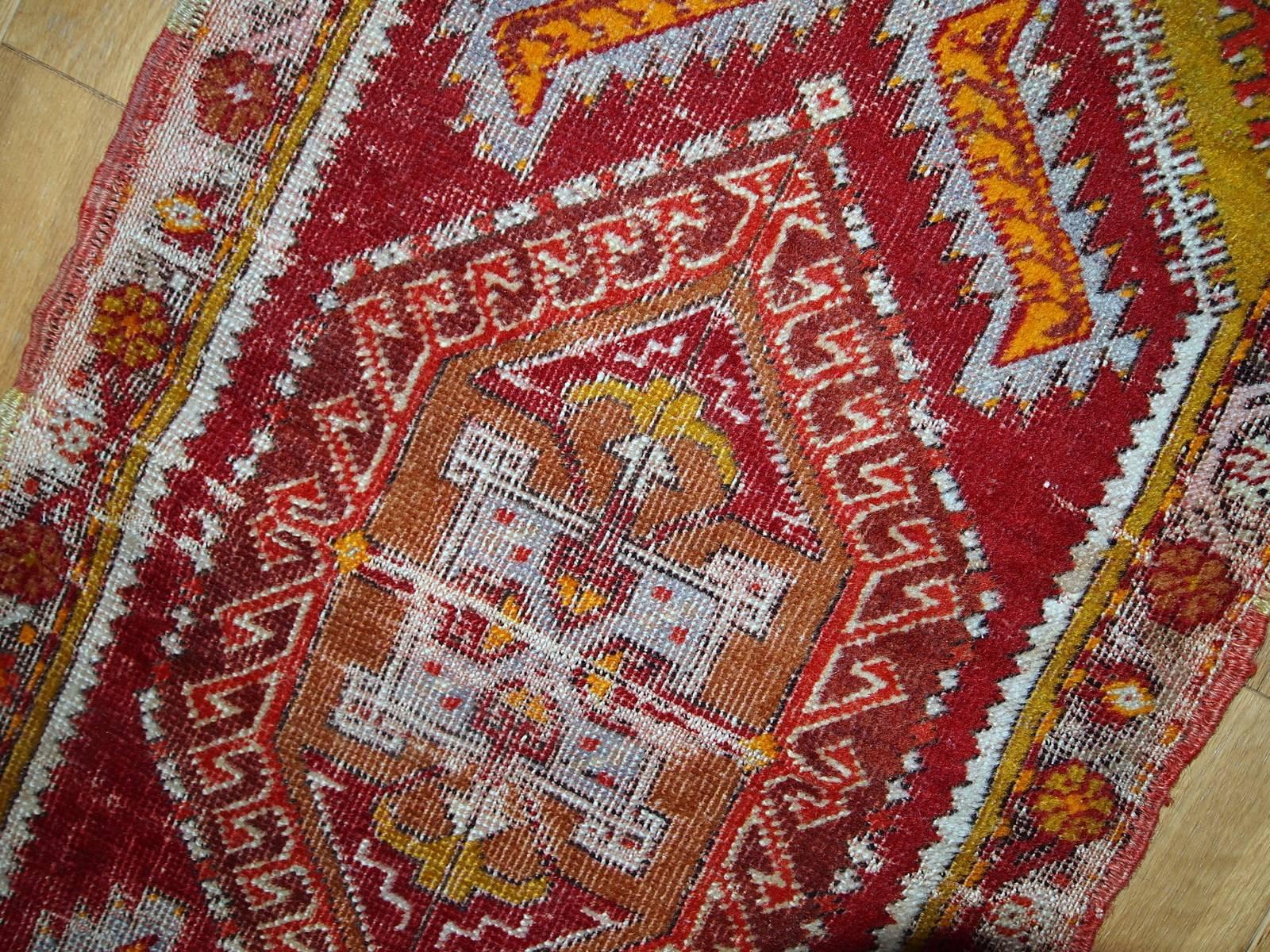 Hand-Knotted Handmade Antique Collectible Turkish Yastik Rug, 1920s, 1C371 For Sale