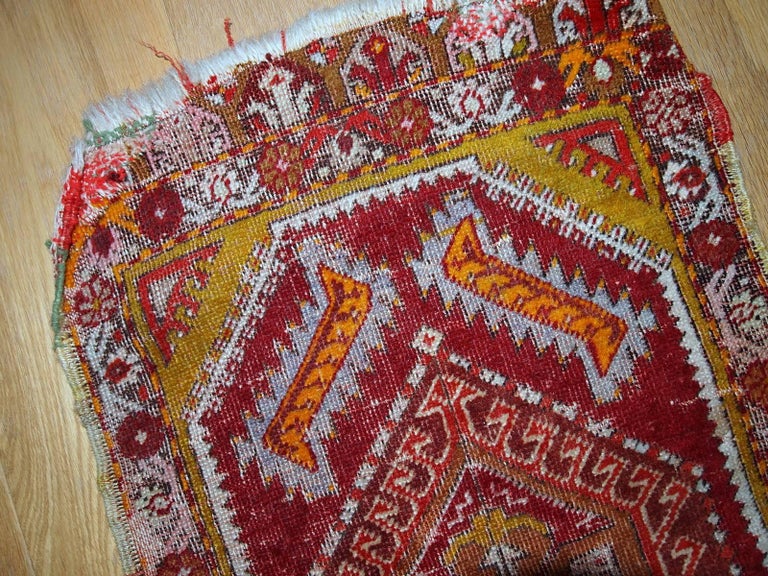 Handmade Antique Collectible Turkish Yastik Rug, 1920s, 1C371 For Sale ...