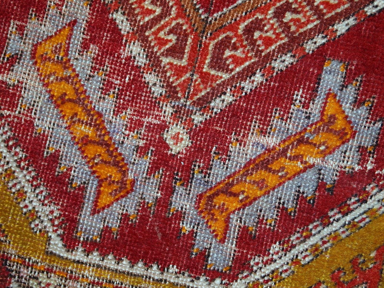 Wool Handmade Antique Collectible Turkish Yastik Rug, 1920s, 1C371 For Sale