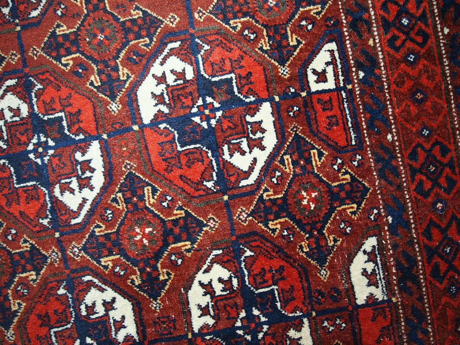 Wool Handmade Antique Afghan Baluch Rug, 1900s, 1C375