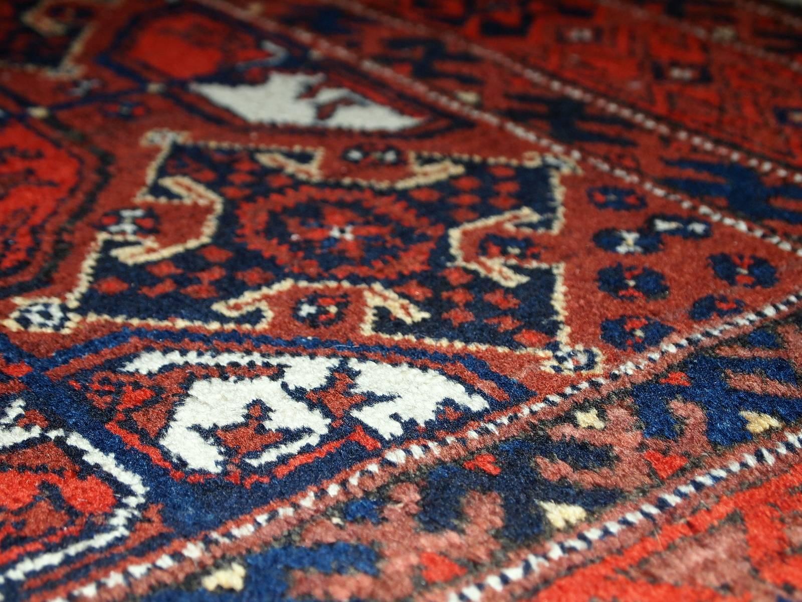Handmade Antique Afghan Baluch Rug, 1900s, 1C375 3