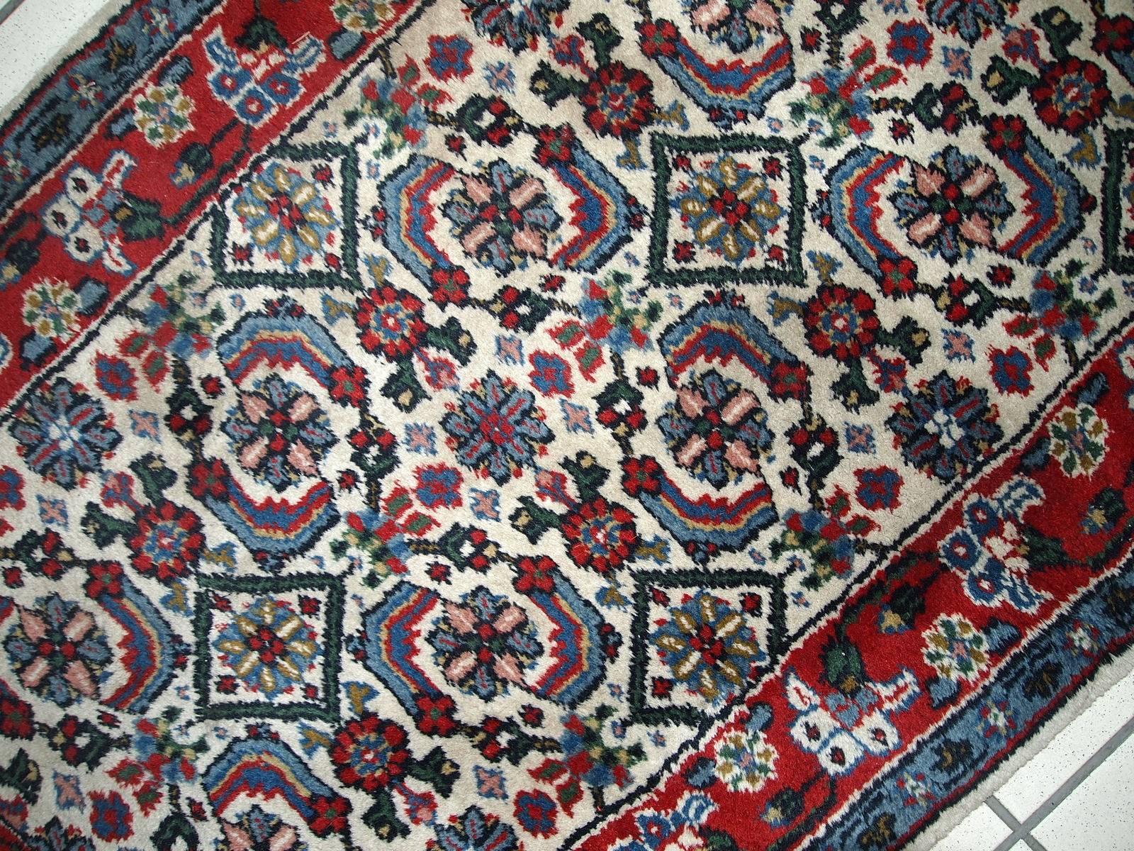 Alfombra Vintage India Agra, Años 70, 1C377 en Bueno Estado en Bordeaux, FR
