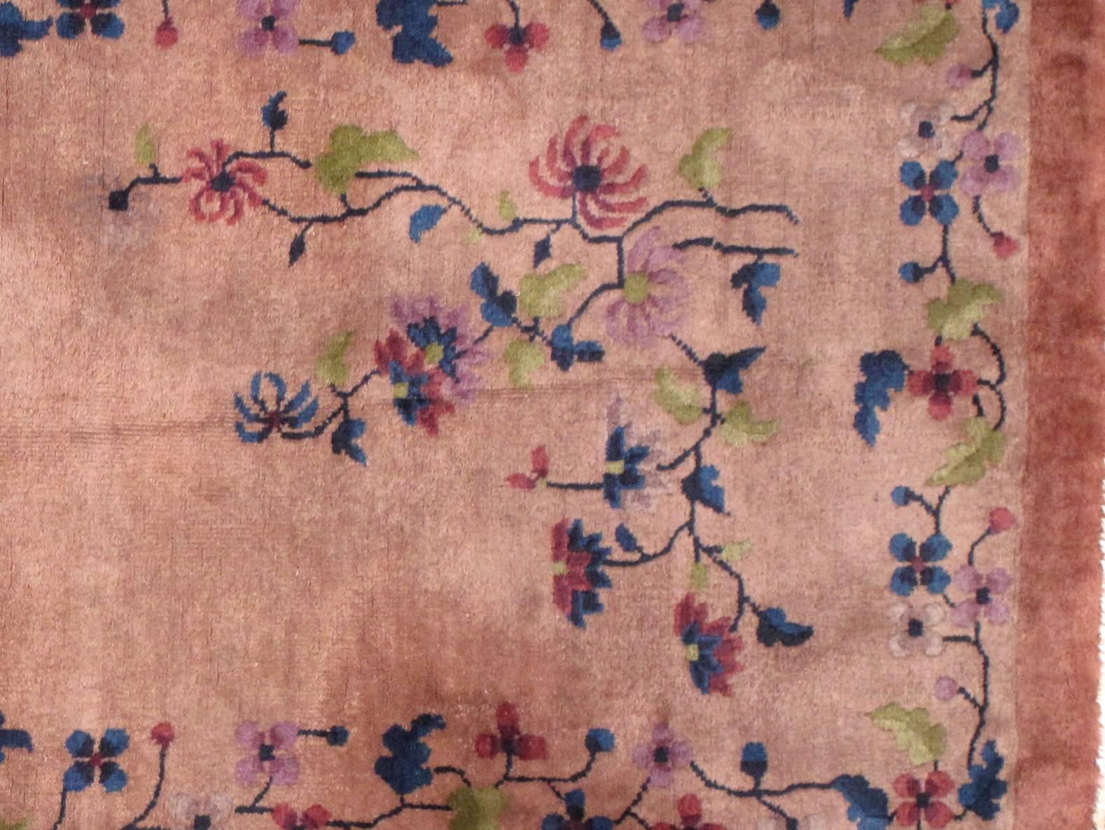 Handgefertigter antiker chinesischer Art-Déco-Teppich, 1920er Jahre, 1B456 im Zustand „Gut“ im Angebot in Bordeaux, FR