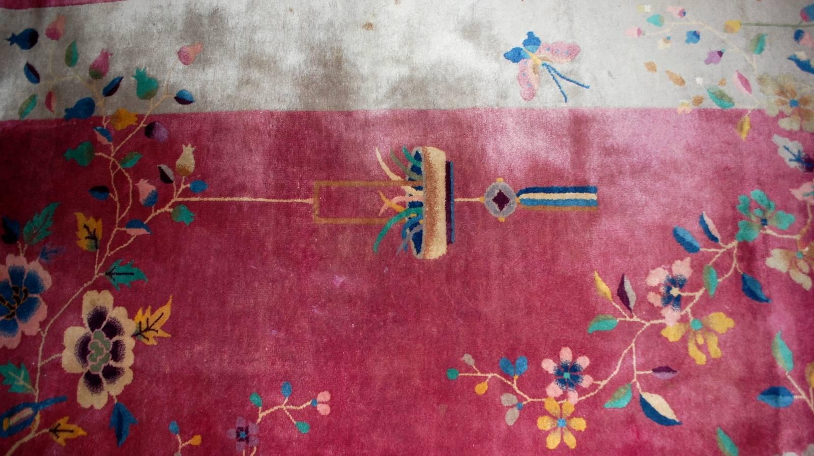 20th Century Handmade Antique Art Deco Chinese Rug, 1920s
