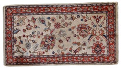 Vintage Handmade Lahore Rug, Floral Design, Beige & Red, Circa 1950 - 1C391