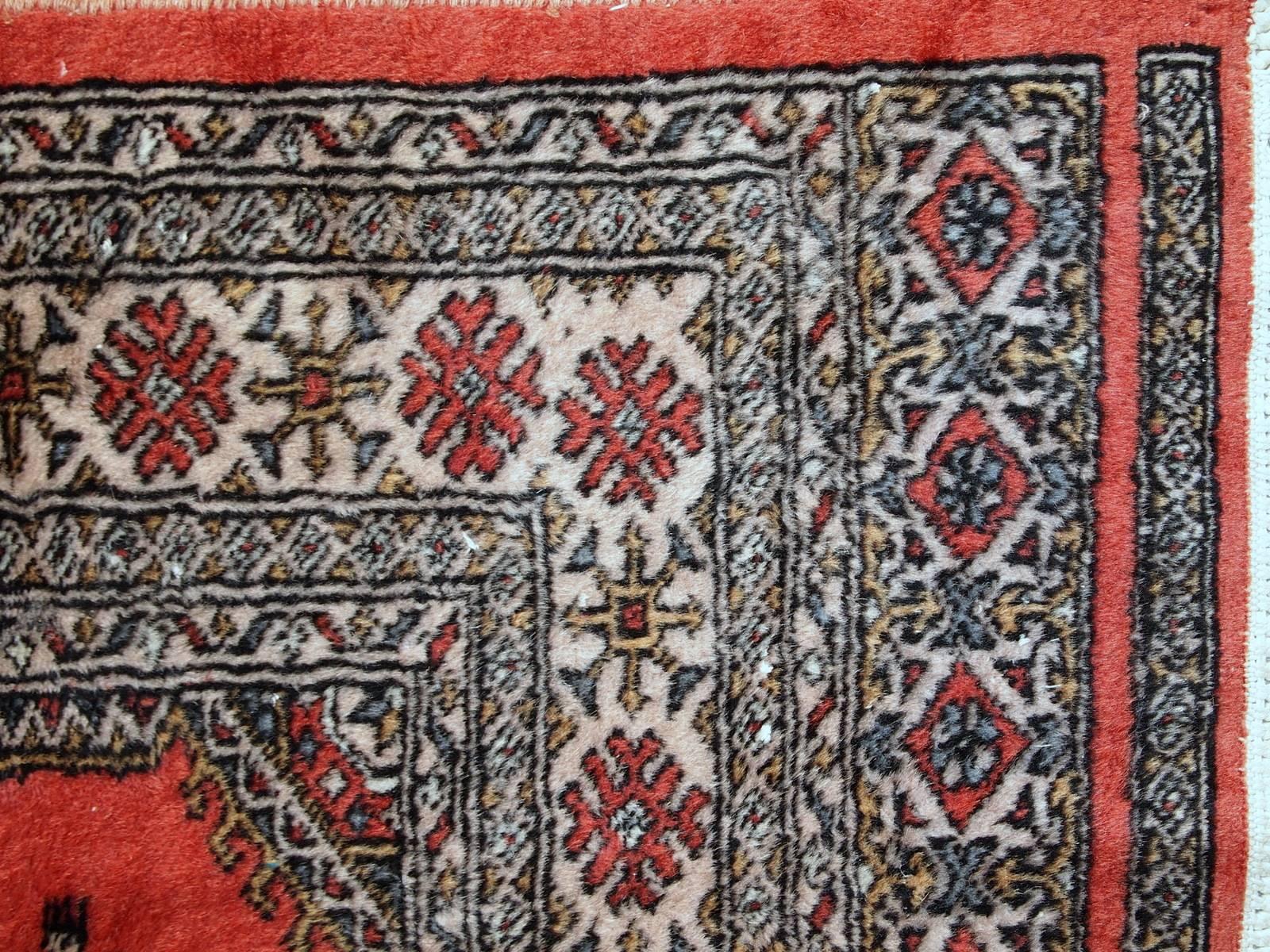 Wool Handmade Vintage Uzbek Bukhara Rug, 1970s