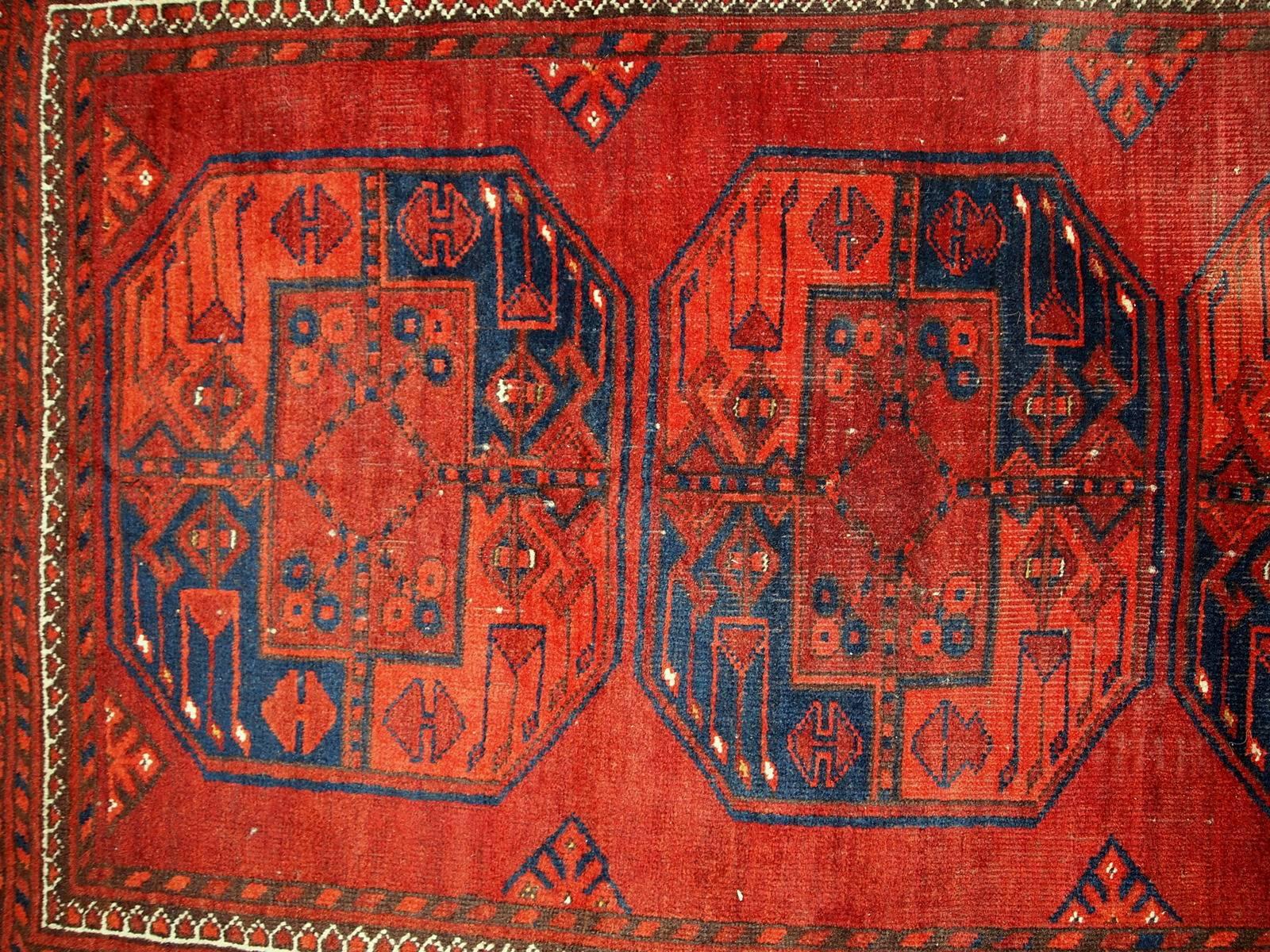 20th Century Handmade Vintage Afghan Ersari Rug, 1950s, 1C406 For Sale