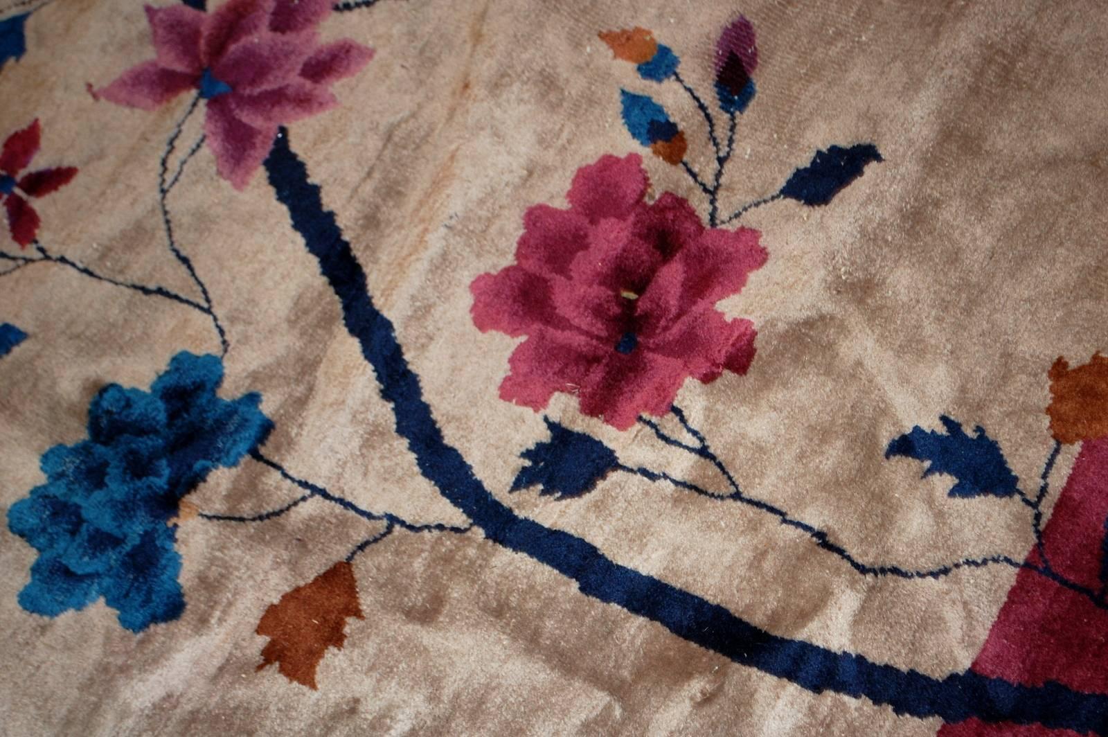 Handgefertigter antiker chinesischer Art-Déco-Teppich, 1920er Jahre, 1B469 (Chinesisch) im Angebot