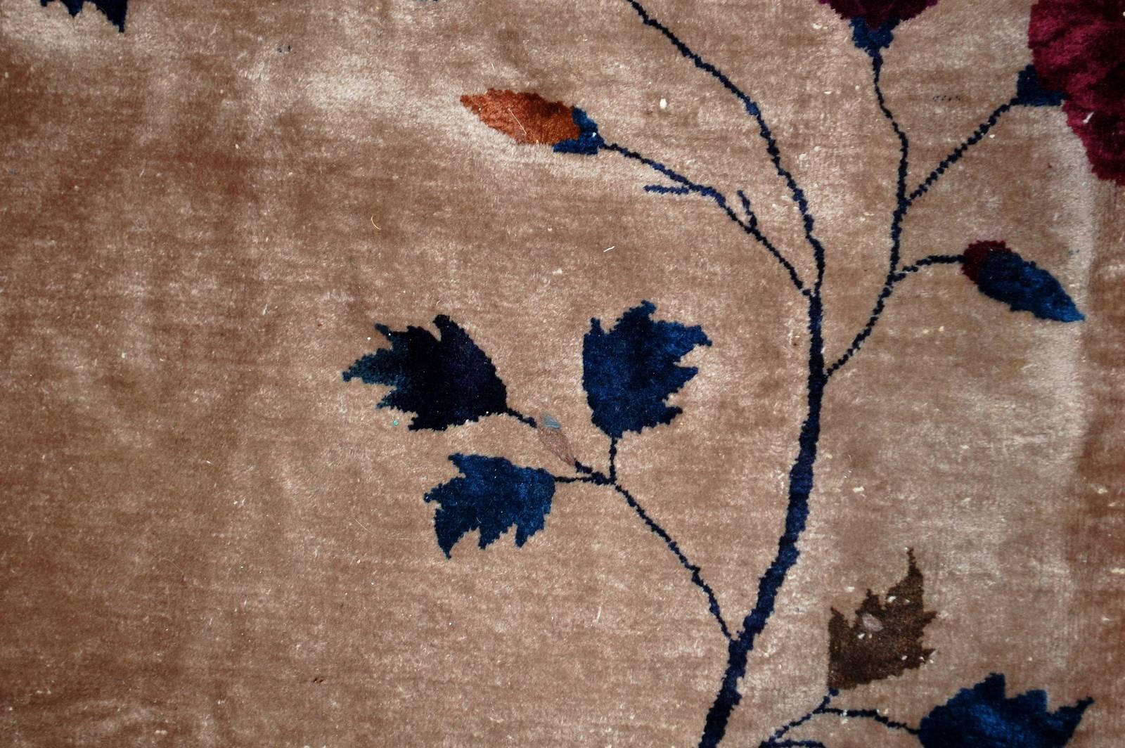Handgefertigter antiker chinesischer Art-Déco-Teppich, 1920er Jahre, 1B469 im Zustand „Gut“ im Angebot in Bordeaux, FR