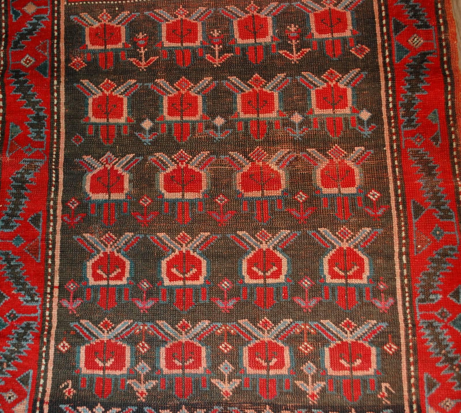 Hand-Knotted Handmade Antique Caucasian Karabagh Rug, 1890s, 1B476 For Sale