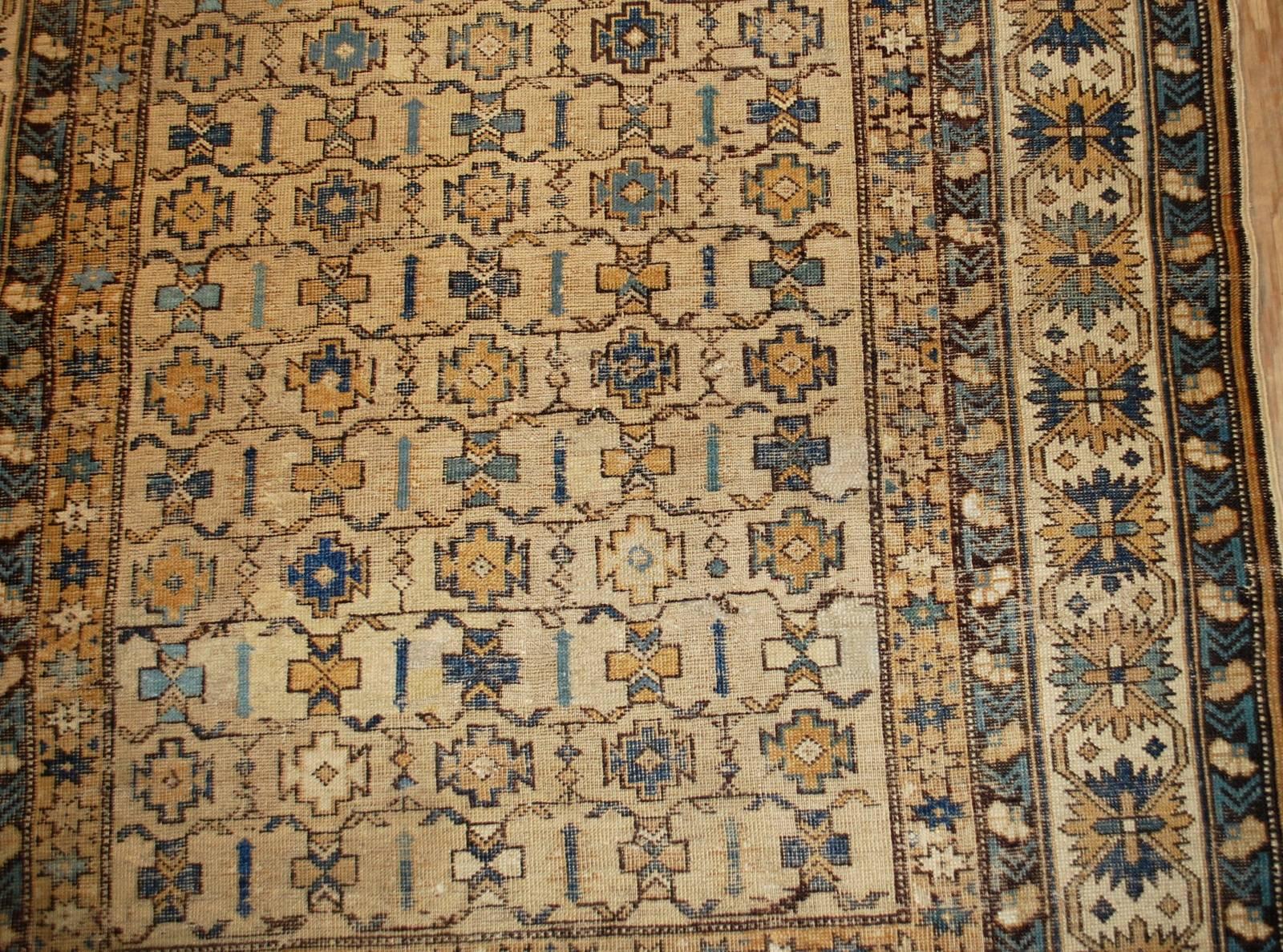 Hand-Knotted Handmade Antique Caucasian Shirvan Rug, 1890s, 1B473