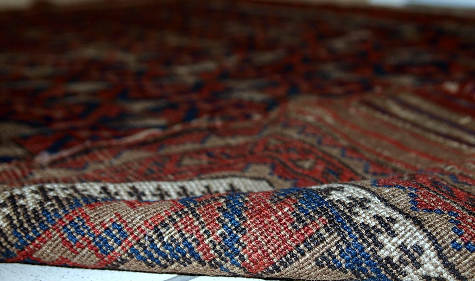 Handmade Antique Afghan Baluch Rug, 1880s 4