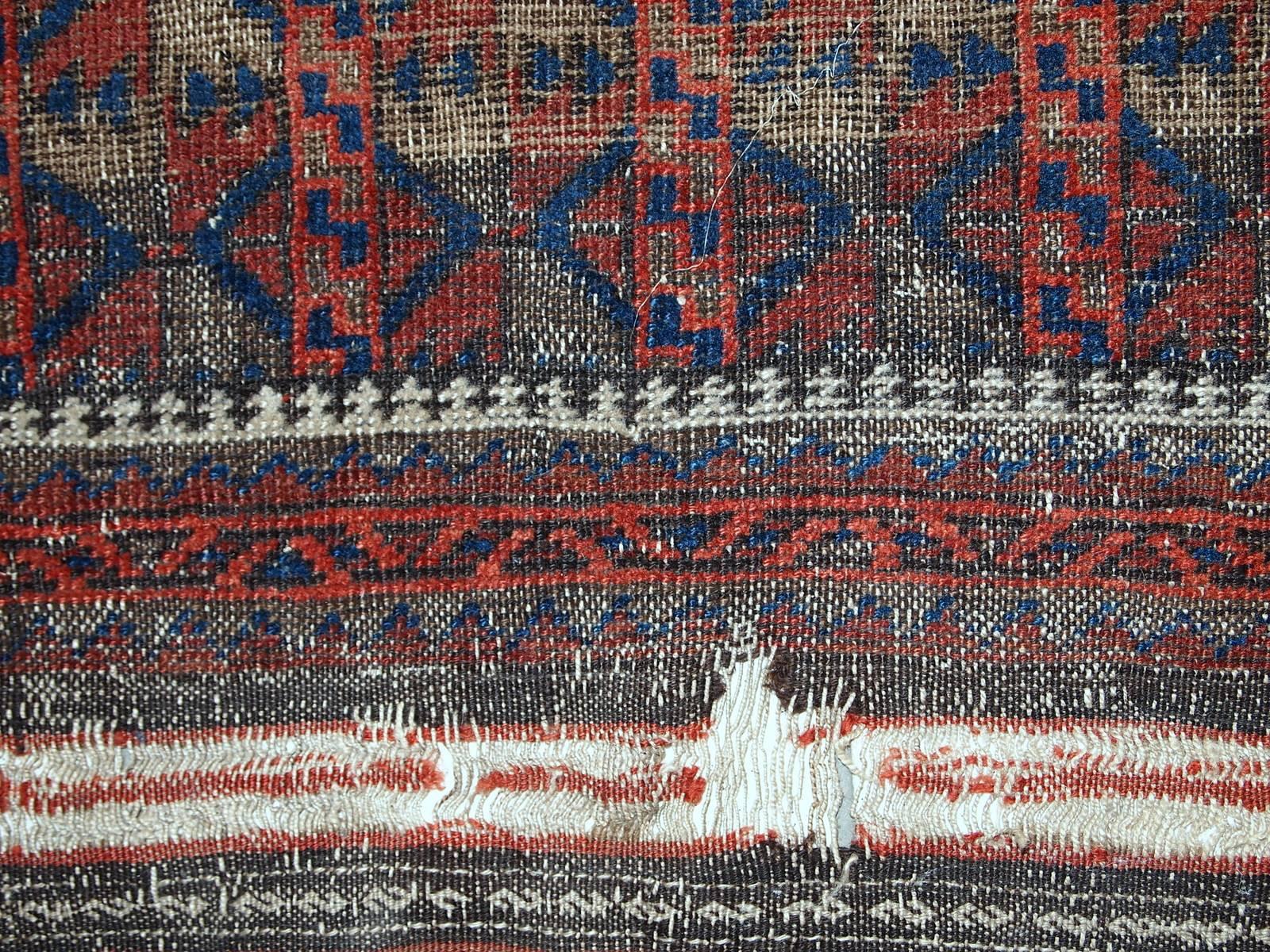 Handmade Antique Afghan Baluch Rug, 1880s 1