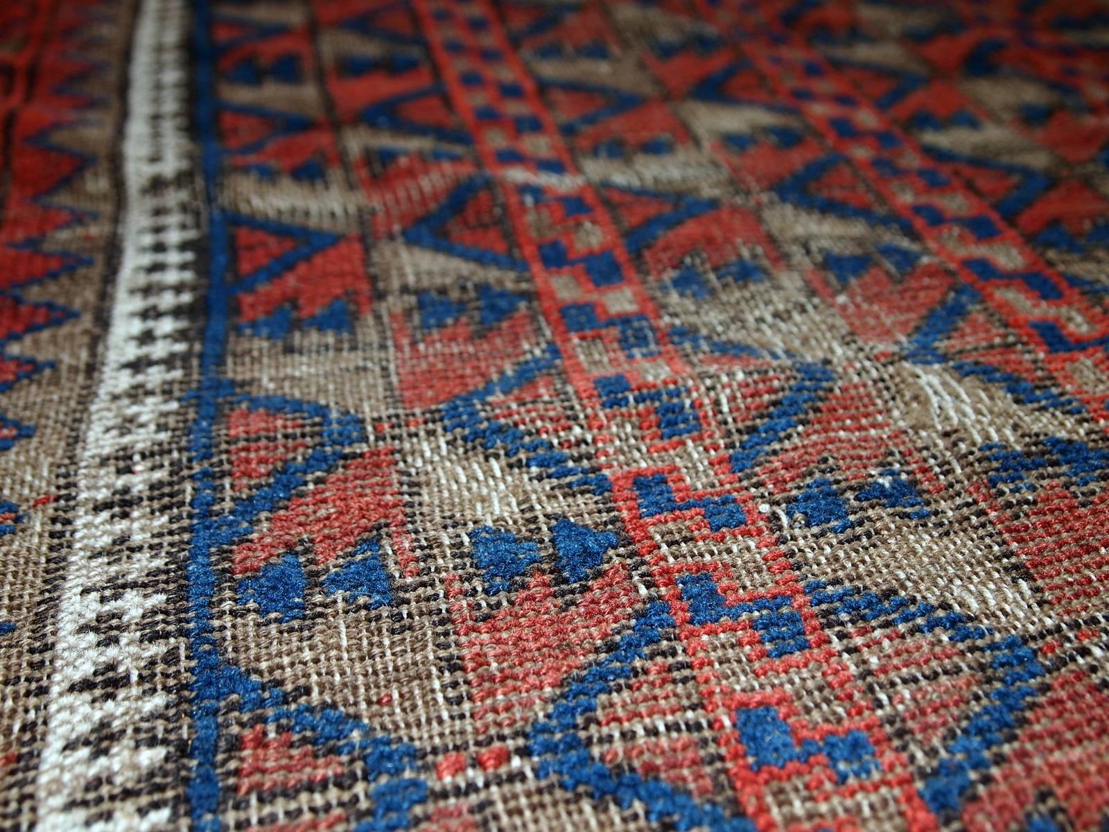 Handmade Antique Afghan Baluch Rug, 1880s 3