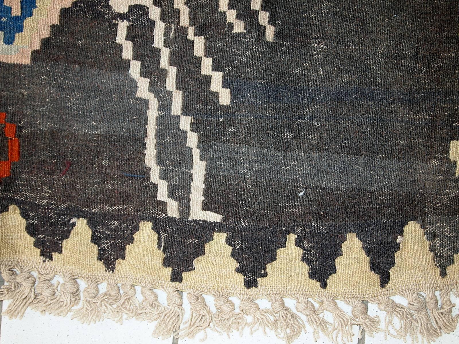 Handmade Antique Caucasian Karabagh Kilim, 1920s, 1C450 1