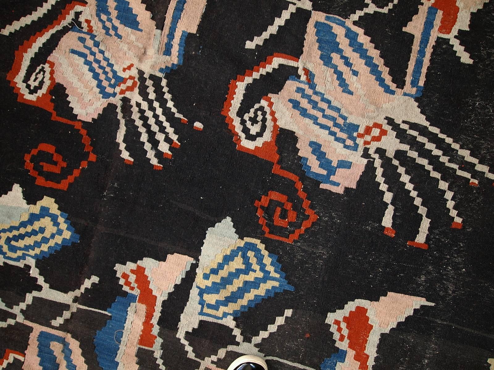 20th Century Handmade Antique Caucasian Karabagh Kilim, 1920s, 1C450