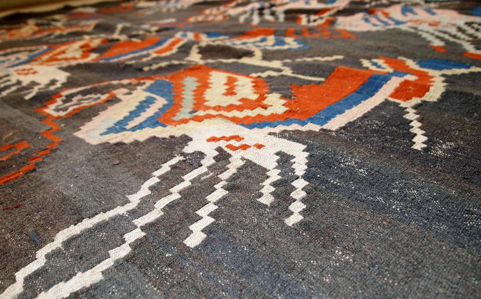 Handmade Antique Caucasian Karabagh Kilim, 1920s, 1C450 3