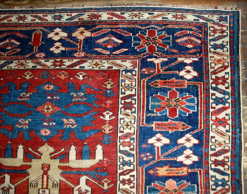 Hand-Knotted Handmade Antique Caucasian Azerbaijani Shirvan Rug, 1880s, 1B491 For Sale