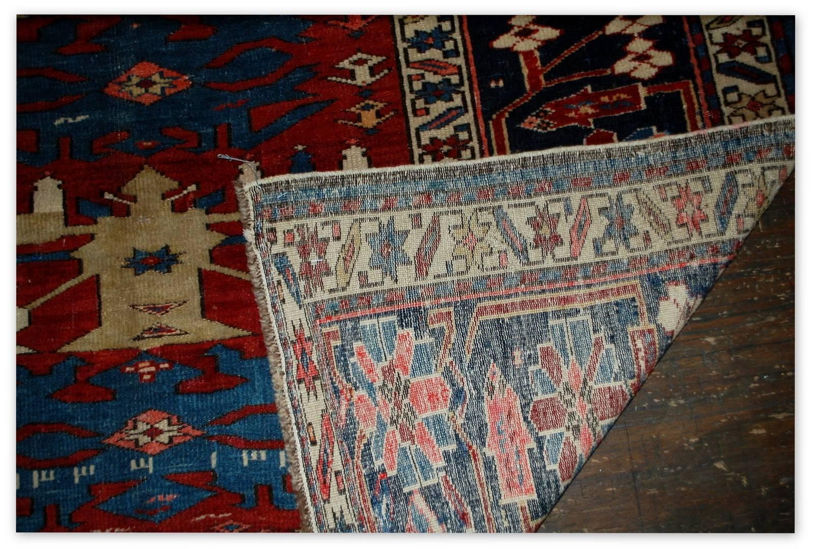 Wool Handmade Antique Caucasian Azerbaijani Shirvan Rug, 1880s, 1B491 For Sale